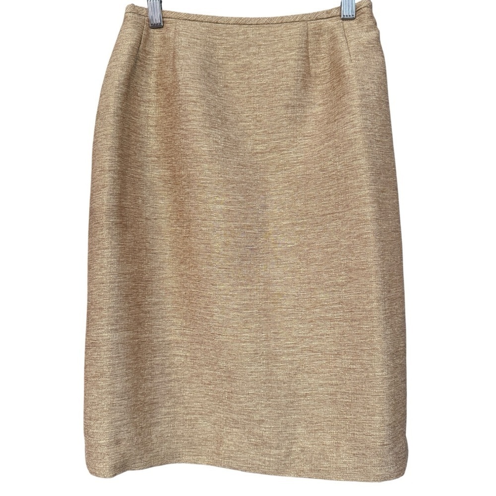 Ann Taylor 4P Gold Metallic Pencil Skirt Petite Holiday Career